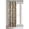 Zasłona biało, musztardowa z błyszczącym wzorem egzotycznych liści z welwetu 140x250 cm przelotka ADEL Eurofirany