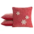 Poszewka na poduszkę 40x40 cm świąteczna z filcu zdobiona aplikacją w śnieżynki czerwono, biała Eurofirany