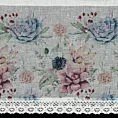 Zazdrostka biało, różowa z etaminy zdobiona nadrukiem kwiatów i koronką 150x30 cm tunel DORA Eurofirany