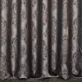 Zasłona szyta na flexach grafitowa tkanina w ornamentowy wzór, z dodatkiem połyskującej nici