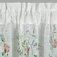 Zazdrostka biało, zielona z etaminy z nadrukiem letnich kwiatów polnych i koronką 150x30 cm tunel SYLWIA Eurofirany