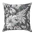 Poszewka szyta MISHA stalowo biała z miękkiej tkaniny typu blackout drukowanej w nowoczesny kwiatowy wzór