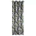 Zasłona stalowo, zielona zdobiona nadrukiem liści z tkaniny oxford 140x270 cm przelotka MARILA Eurofirany