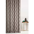 Zasłona szyta na taśmie fala ciemnobeżowo srebrna z eleganckiej tkaniny w drobny ornamentowy wzór