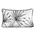 Poduszka dwustronna 45 x 30 cm welwetowa biało, czarna z motywem roślinnym z wypustką na brzegach PALOMA EUROFIRANY PREMIUM