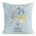 Poszewka na poduszkę 45x45 cm z weluru zdobiona nadrukiem drobnych kwiatuszków niebiesko, żółta WIOSNA 11 Eurofirany