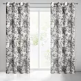 Zasłona popielato, biała w duże kwiaty z etaminy 140x250 cm przelotka SANDRA Eurofirany