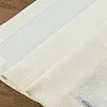 Bieżnik na stół kremowy 40x140 cm LILIAN z delikatnym wzorem liści z tkaniny przeplatanej złotą nicią z elegancką podwójną listwą