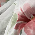 Zasłona biało, ciemnoróżowa zdobiona nadrukiem kwiatów 140x250 cm przelotka DEBI Eurofirany
