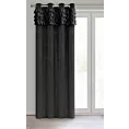 Zasłona czarna zdobiona falbanami z welwetu 140x250 cm przelotka ERIN Eurofirany