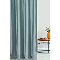 Zasłona szyta na przelotkach jasnoturkusowa z tkaniny welwetowej w pionowe prążki, wykończona obciążnikiem