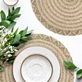 Podkładka na stół naturalna z juty średnica 38 cm GWEN w stylu boho Eurofirany