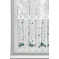 Zazdrostka świąteczna biało, zielona z etaminy zdobiona nadrukiem z motywem świątecznym 150x60 cm szelki - XMAS 4 Eurofirany