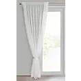 Firana biała z szyfonu zdobiona falbanami po bokach w zestawie ozdobny troczek 140x270 cm taśma LUISA Eurofirany