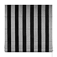 Roleta rzymska czarno srebrna z szenilowej tkaniny w klasyczne pionowe pasy przetykane błyszczącą nicią