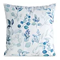 Poszewka na poduszkę 45x45 cm welwetowa zdobiona nadrukiem kwiatów biało, turkusowa MINK Eurofirany
