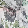 Zasłona biało, zielona ze wzorem kwiatowym z etaminy 140x250 cm przelotka MONA Eurofirany