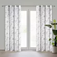 Zasłona srebrno, stalowa zdobiona nadrukiem kwiatów 140x250 cm przelotka SIENNA Eurofirany
