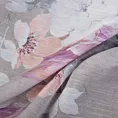 Zasłona srebrna w różowe kwiaty z etaminy 140x300 cm taśma SHERRY Eurofirany