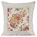 Poszewka na poduszkę 45x45 cm gobelinowa zdobiona tkanym motywem kwiatowym jasnoszara, różowa GOB Eurofirany