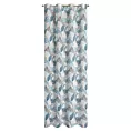 Zasłona biało, niebieska zdobiona nadrukiem liści z etaminy 140x250 cm przelotka AMELA Eurofirany