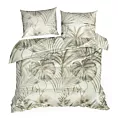 Pościel 220x200 cm bawełniana kolor beżowy, stalowy z wzorem egzotycznych liści NINA Eurofirany