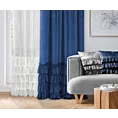 Zasłona granatowa z welwetu zdobiona falbanami 140x250 cm przelotka CHARLOTTE 1 Eurofirany