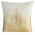 Poszewka na poduszkę 45x45 cm z dodatkiem lnu i błyszczącym nadrukiem naturalno, złota IMANI Eurofirany