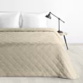 Narzuta welwetowa beżowa 220x240 cm pikowana metodą hot press wzór geometryczny LUIZ 8 DESIGN 91 Eurofirany