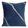 Poszewka na poduszkę 45x45 cm welwetowa z nadrukiem poprzecznych złocistych pasów granatowa BLINK 34 Eurofirany