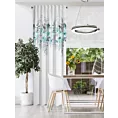 Zasłona biało, niebieska z motywem roślinnym 140x270 cm taśma/flex SENDI Eurofirany