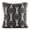 Poszewka na poduszkę 45x45 cm z tkaniny wodoodpornej na taras oraz balkon zdobiona nadrukiem geometrycznym i frędzli czarno ,beżowa GARDEN Eurofirany