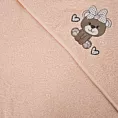 Ręcznik kąpielowy dziecięcy 100x100 cm bawełniany kolor jasnopomarańczowy z kapturem i haftem misia 350g/m2 BABY 65 Eurofirany