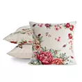 Poszewka na poduszkę 45x45 cm bawełniana, gobelinowa z motywem kwiatów piwonii naturalno, czerwona GRIA Eurofirany