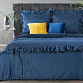 Pościel 220x200 cm bawełniana z makosatyny kolor ciemnoniebieski z falbanami w romantycznym stylu Reina Line Eurofirany