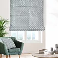Roleta rzymska JEROME błękitno srebrna z tkaniny o symetrycznym wzorze 3D i lekkim połyskiem