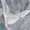 Zasłona popielato, biała w kwiaty o płóciennym splocie 140x250 przelotka FABIA Eurofirany