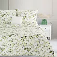 Pościel 160x200 cm bawełniana kolor biały, zielony wzór roślinny MILI Eurofirany