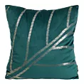 Poszewka na poduszkę 45x45 cm welwetowa z błyszczącym nadrukiem liści ciemnoturkusowa BLINK 38 Eurofirany