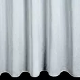 Zasłona szyta na taśmie fala błękitno jasnoszara z półprzezroczystej tkaniny o wyglądzie drobnego deszczyku i delikatnym połysku, wykończona obciążnikiem