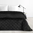 Narzuta welwetowa czarna 220x240 cm pikowana metodą hot press wzór geometryczny LUIZ 8 DESIGN 91 Eurofirany