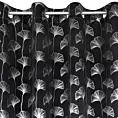 Zasłona czarna w srebrny wzór liści, zaciemniająca 135x250 cm przelotka CLARA Eurofirany