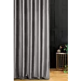 Zasłona szyta na flexach stalowo srebrna z miękkiej tkaniny welwetowej z drobnym błyszczącym nadrukiem