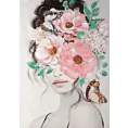Obraz portret kobiety w nakryciu głowy z kwiatów ręcznie malowany na płótnie w ramie Eurofirany