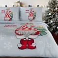 Pościel świąteczna 160x200 cm kolor jasnoszary, czerwony z nadrukiem uroczego skrzata BEINER Eurofirany