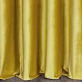 Zasłona szyta na taśmie 5 cm żółta z tkaniny welwetowej w pionowe prążki, wykończona obciążnikiem