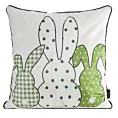 Poszewka na poduszkę 45x45 cm welwetowa z nadrukiem króliczków zielono, biała WIOSNA 4 Eurofirany
