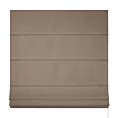Roleta rzymska ciemnobeżowa ze strukturalnej tkaniny typu blackout, zaciemniająca w 100%