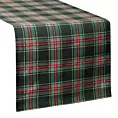 Bieżnik świąteczny na stół 40x140 cm czerwono, zielony bawełniany zdobiony kratą AURORA Eurofirany