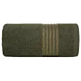 Ręcznik kąpielowy 70x140 cm bawełniany kolor oliwkowy zdobiony paseczkami 500 g/m2 LILA Eurofirany